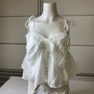 NWT - LULUS Ideal Cuteness Tie-Strap Cropped Cami Top Women's Size XL White